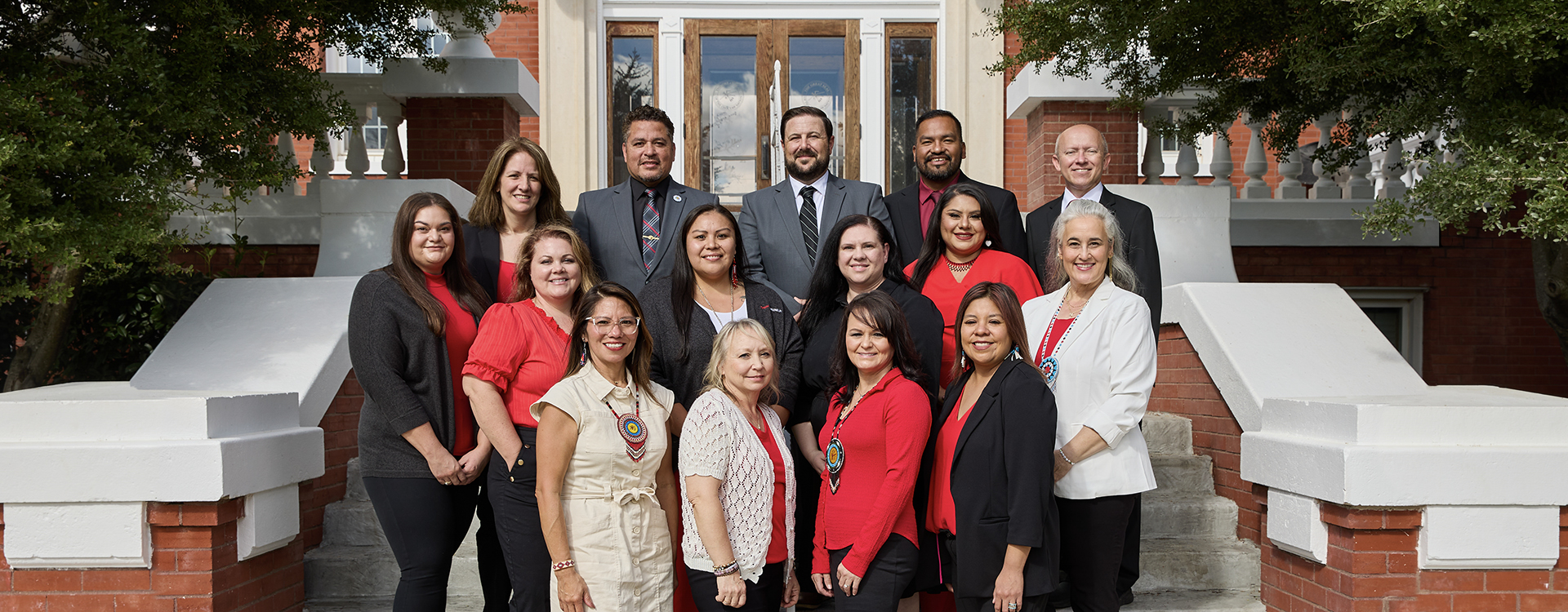 Choctaw Small Business Development staff on the steps of a building.